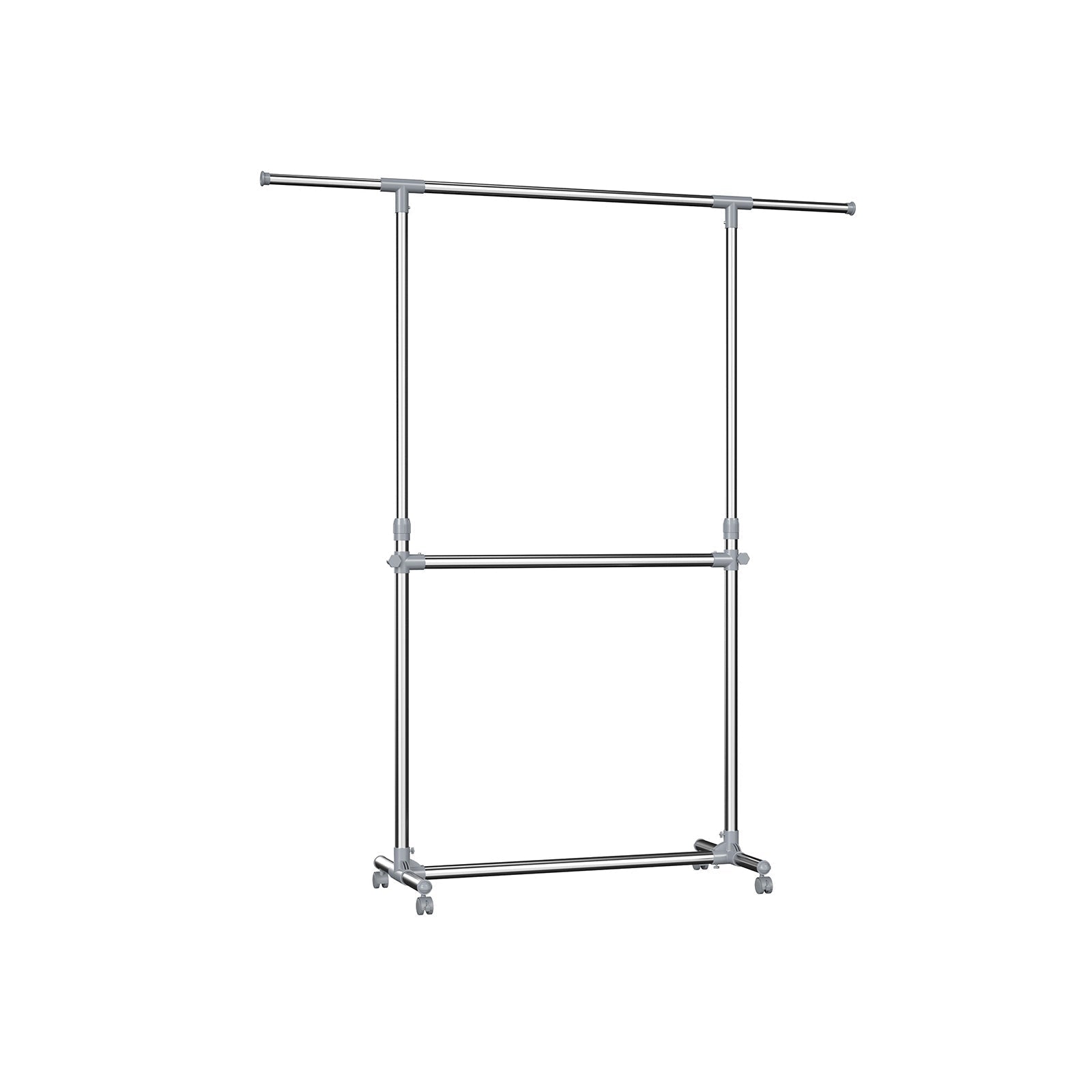Kläder rack-utdragbara 2 stavar-på hjul-justerbara-113-198 cm
