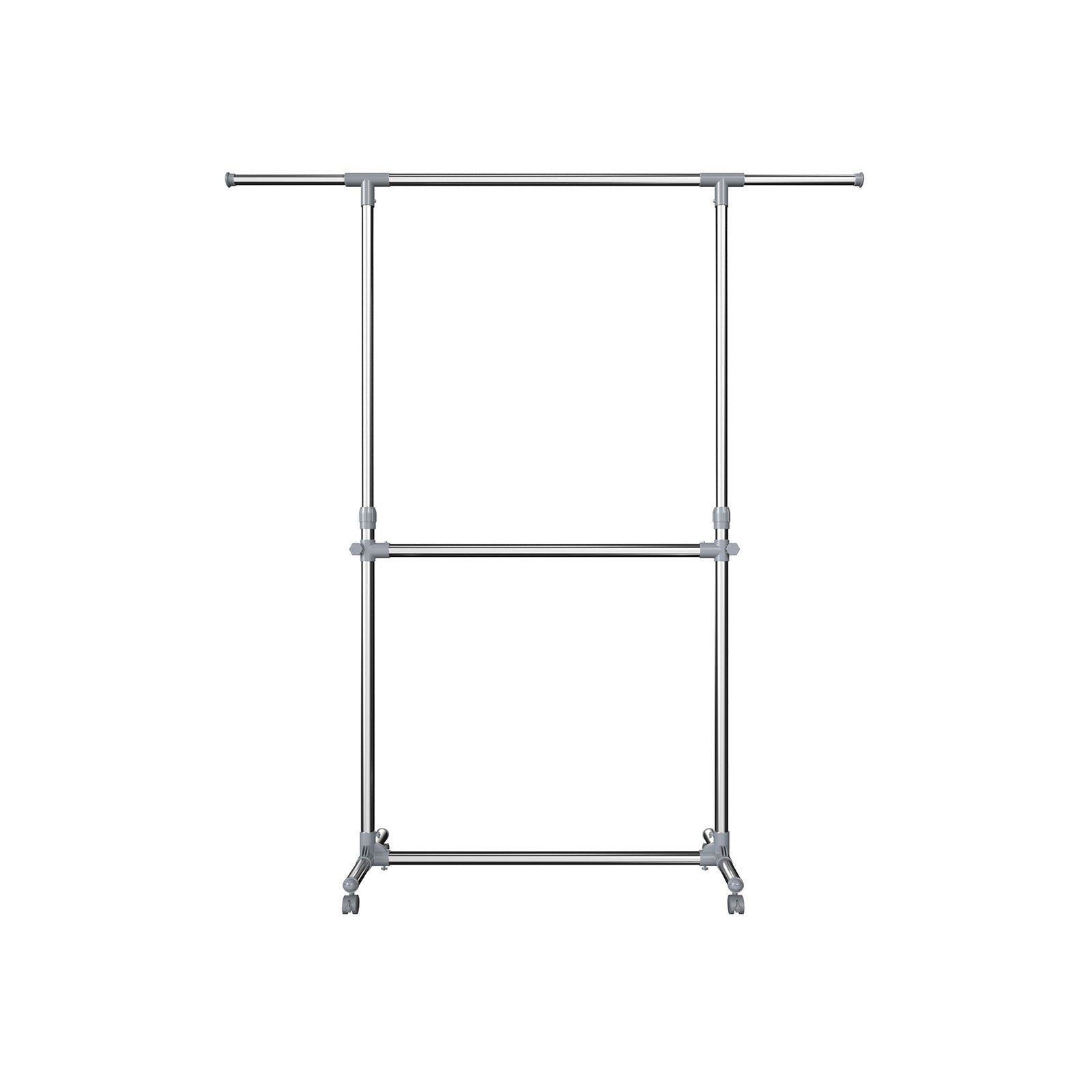 Kläder rack-utdragbara 2 stavar-på hjul-justerbara-113-198 cm