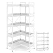 Bücherhylla – 5‑vånad L‑formad hörnhylla av trä med förhöjda sidokanter – 72 x 69 x 167 cm