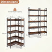 Bücherregal – 5‑stöckiges L‑Form‑Eckregal med förhöjda sidokanter – 72 x 69 x 167 cm