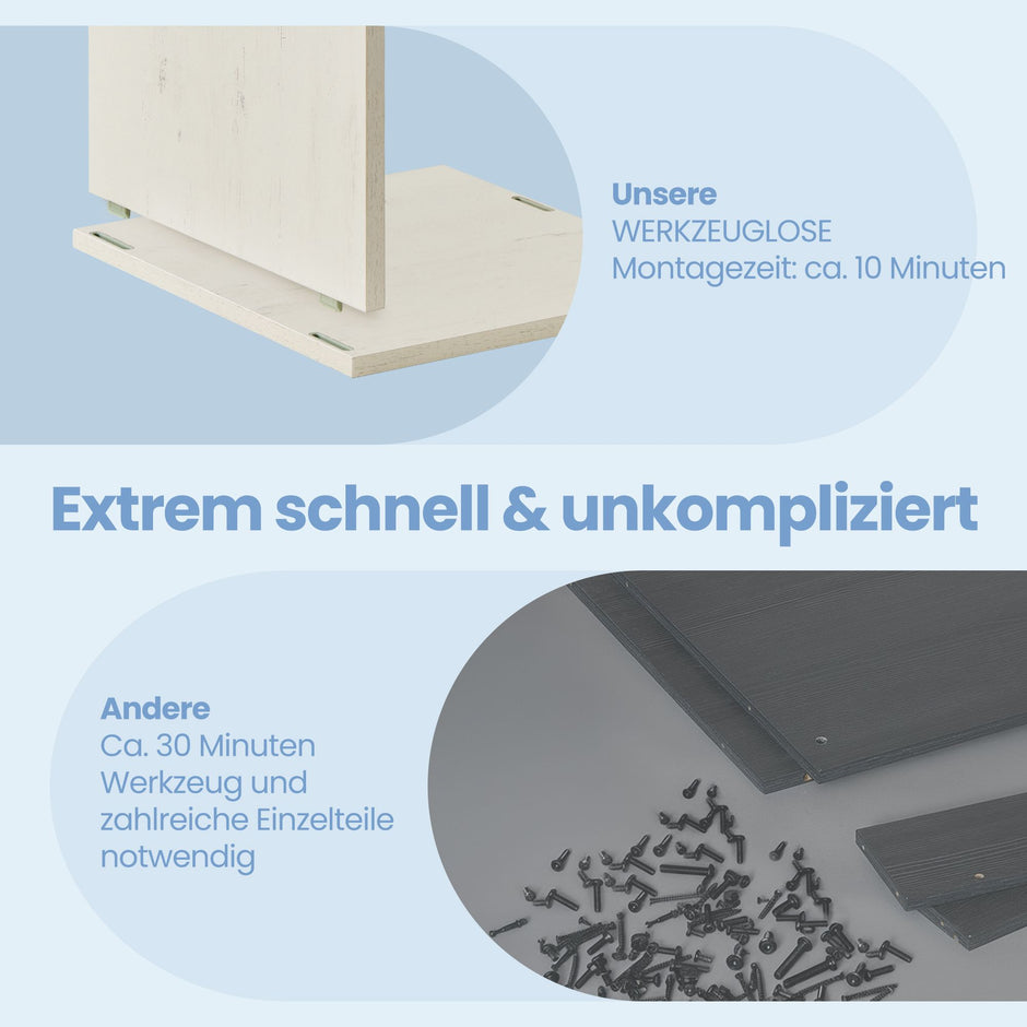Wastafelmeubel - Montage Zonder Gereedschap - Verstelbare Plank - Vintage Wit