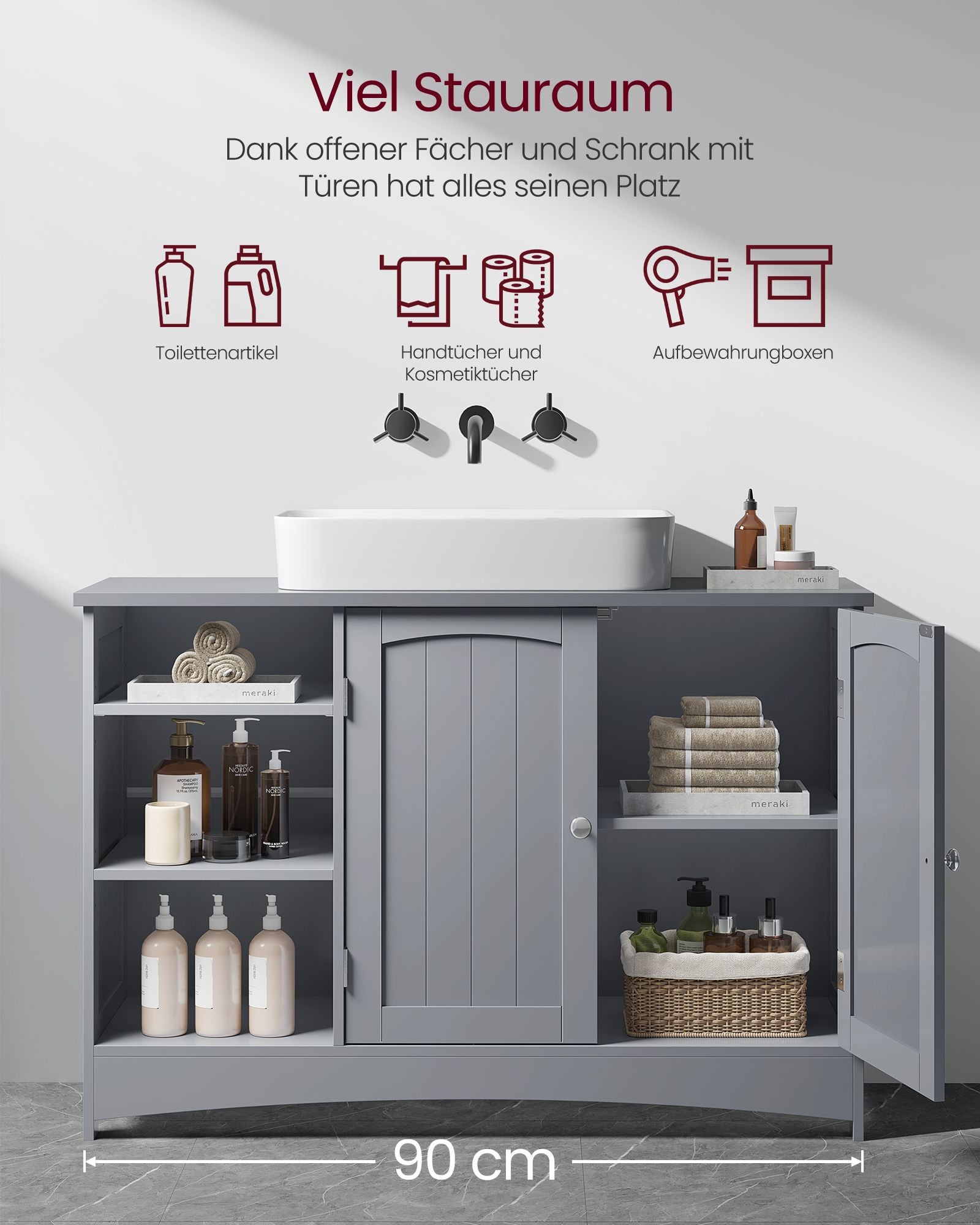 WASHBASIN CABINET - extra lång - 2 dörrar