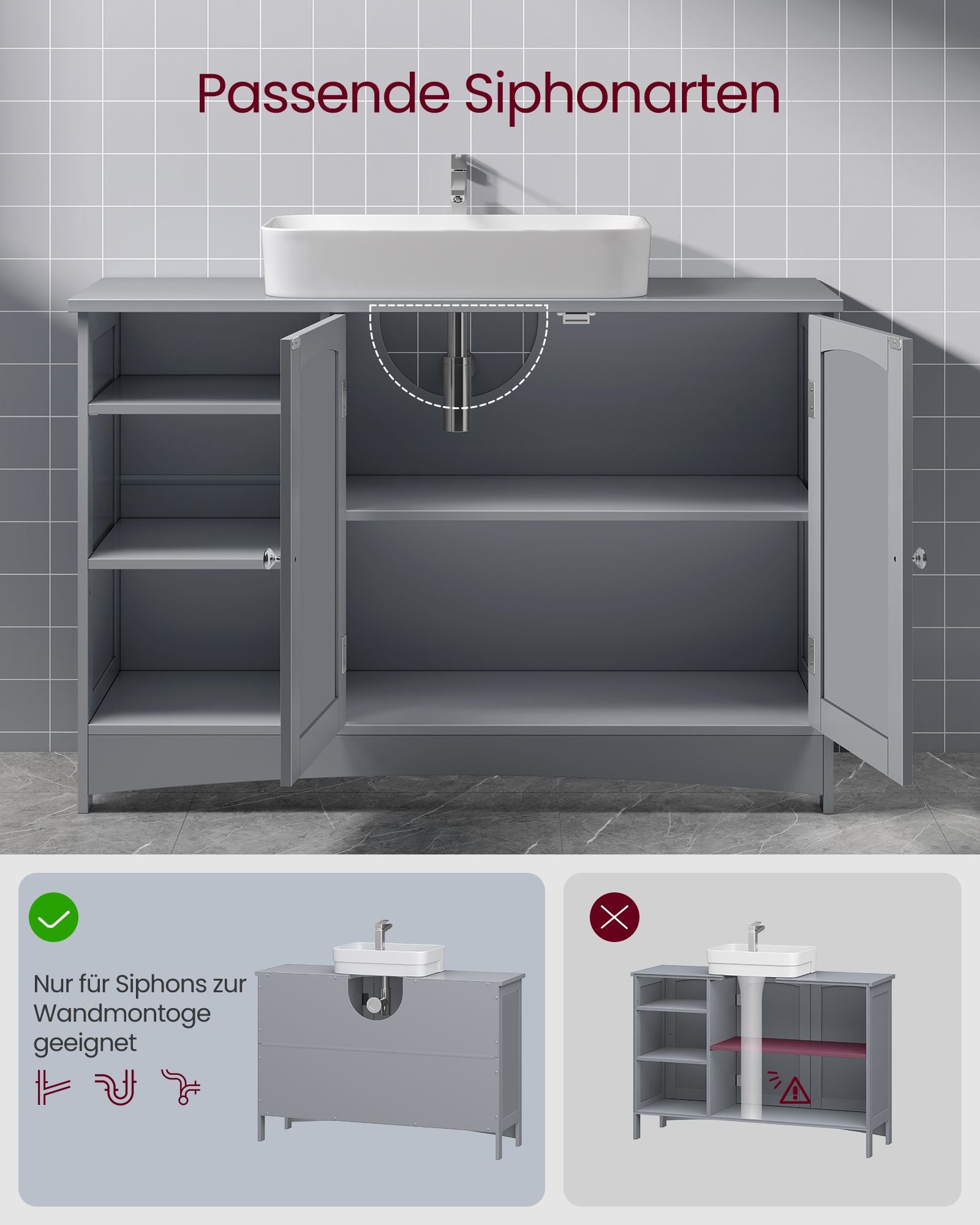 WASHBASIN CABINET - extra lång - 2 dörrar