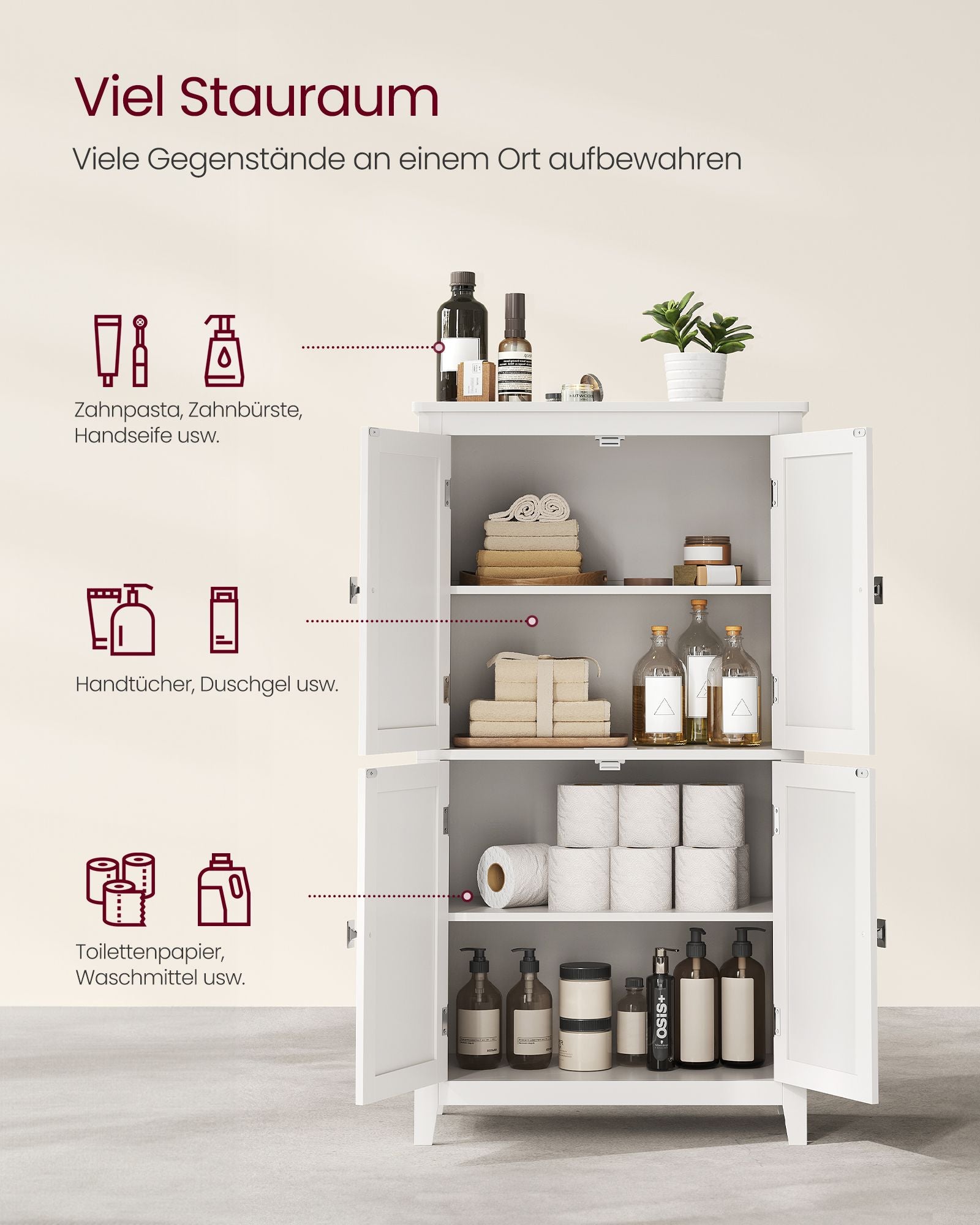 Badrumsmöbler – 4 dörrar – klassisk vit