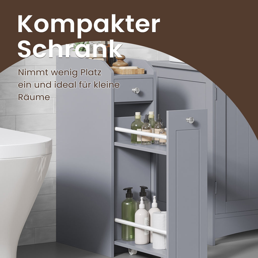 Badrumsskåp - smalt skåp för toalettpapper, kompakt design