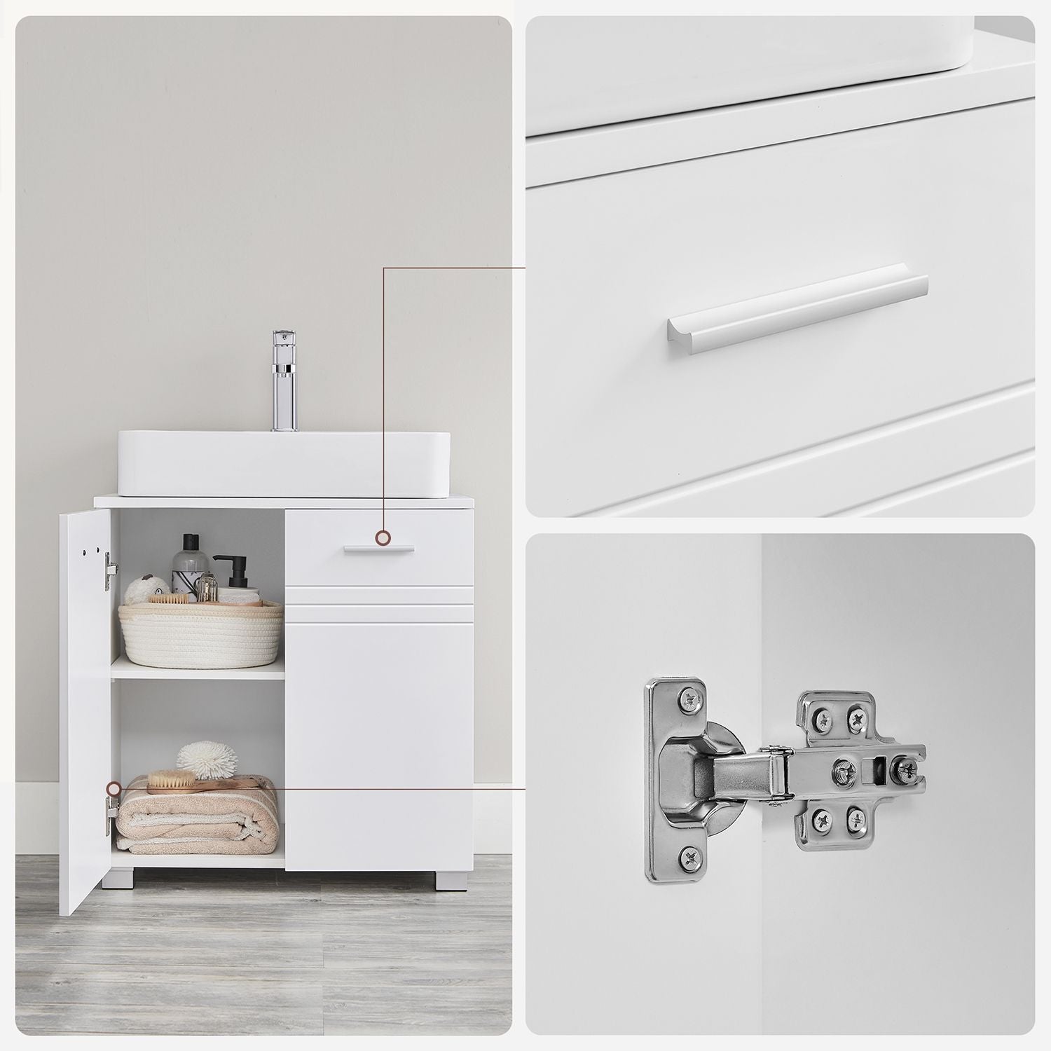 WASHBASIN MURNITER - Badrumsskåp - Basskåp - med dubbla dörrar - Vit