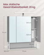 Badrumsmöbler - med uttag och 3 dörrar - Wolkwit och Pigeon Gray