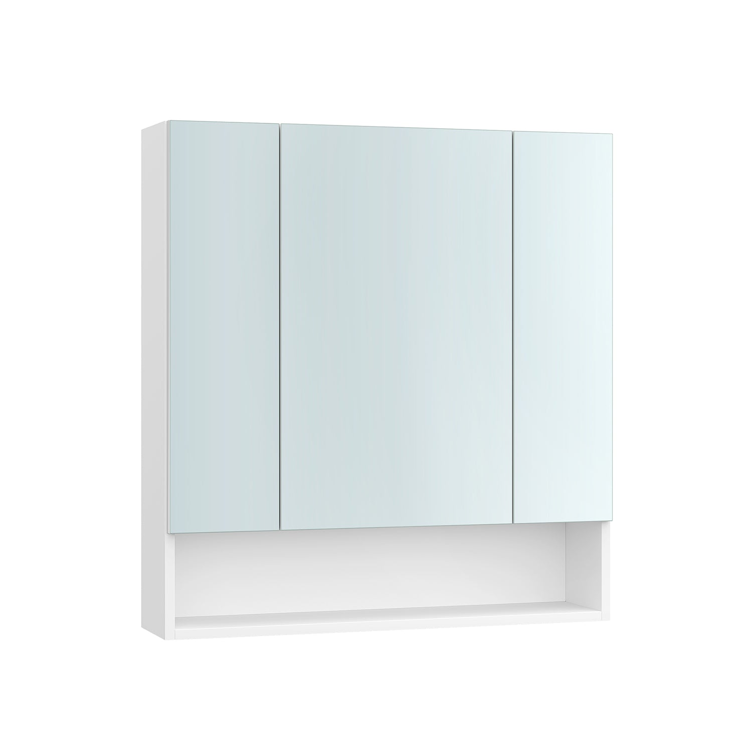 Badrumsskåp - med 3 dörrar - 16,5 × 70 × 75 cm - Wolkwit