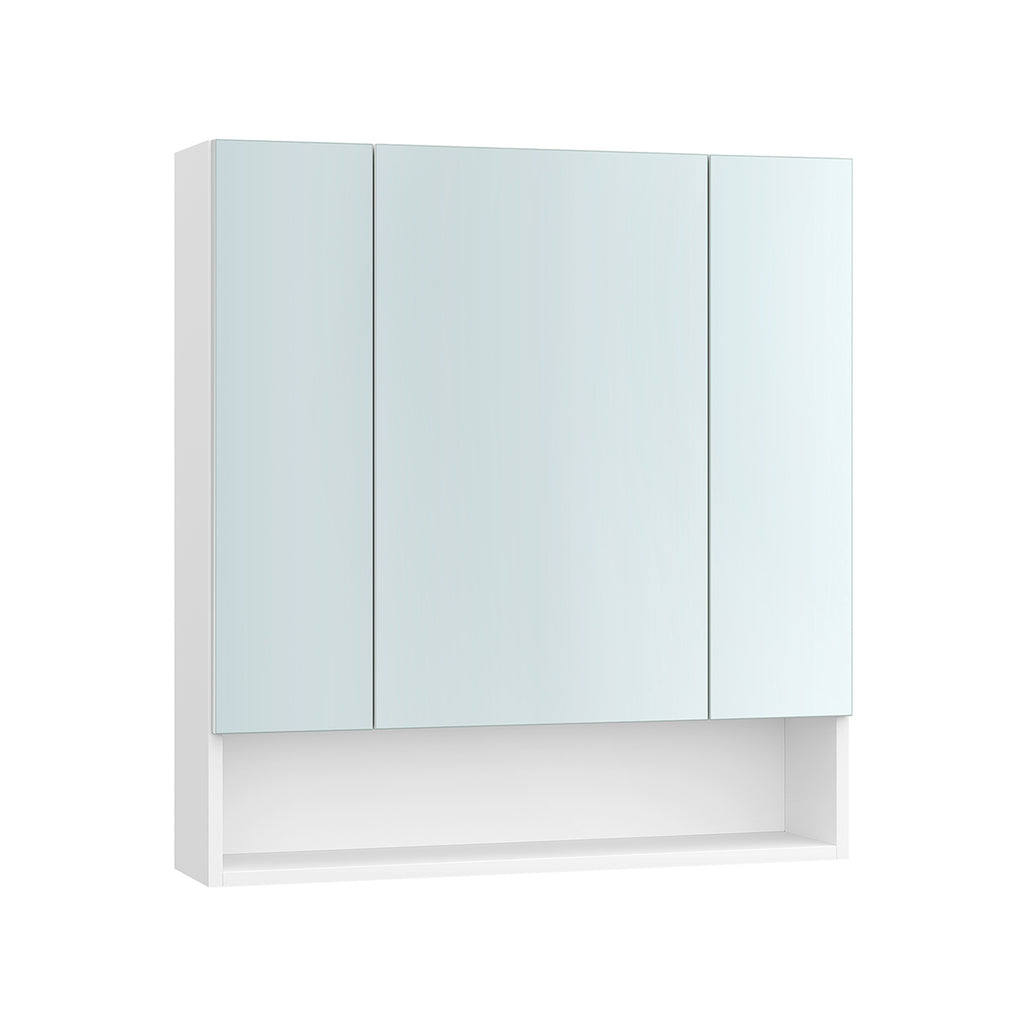 Badrumsskåp - med 3 dörrar - 16,5 × 70 × 75 cm - Wolkwit