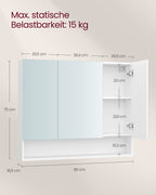 Badrumsmöbler - med 3 dörrar - 16,5 × 90 × 75 cm - Wolkwit