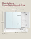 Badrumsmöbler med 3 dörrar - 16,5 x 90 x 75 cm - molnig vit