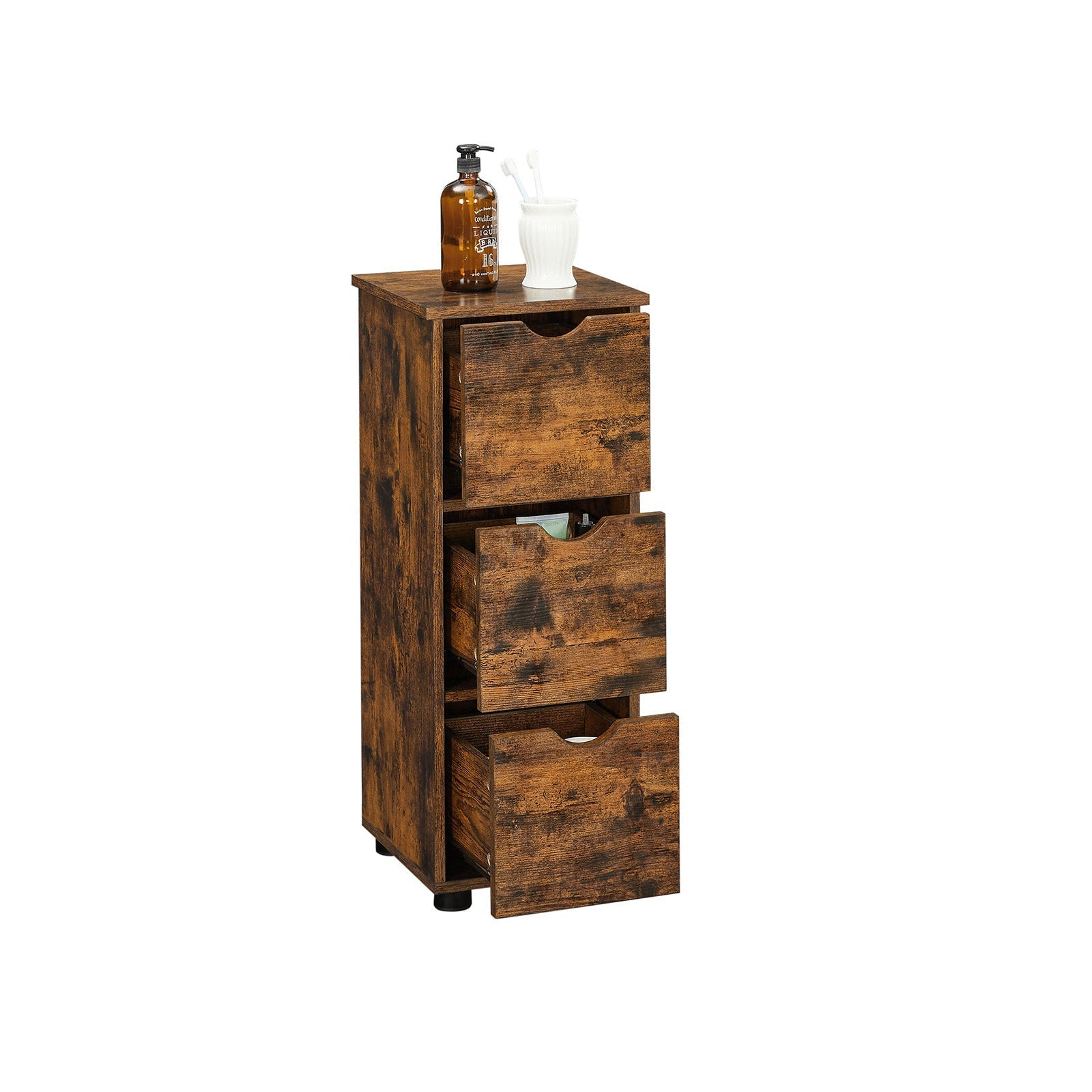 Badrumskåp - Byrå - 3 lådor - Vintage Brown