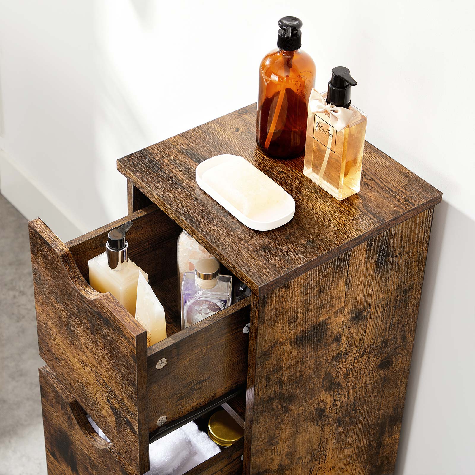 Badrumskåp - Byrå - 3 lådor - Vintage Brown