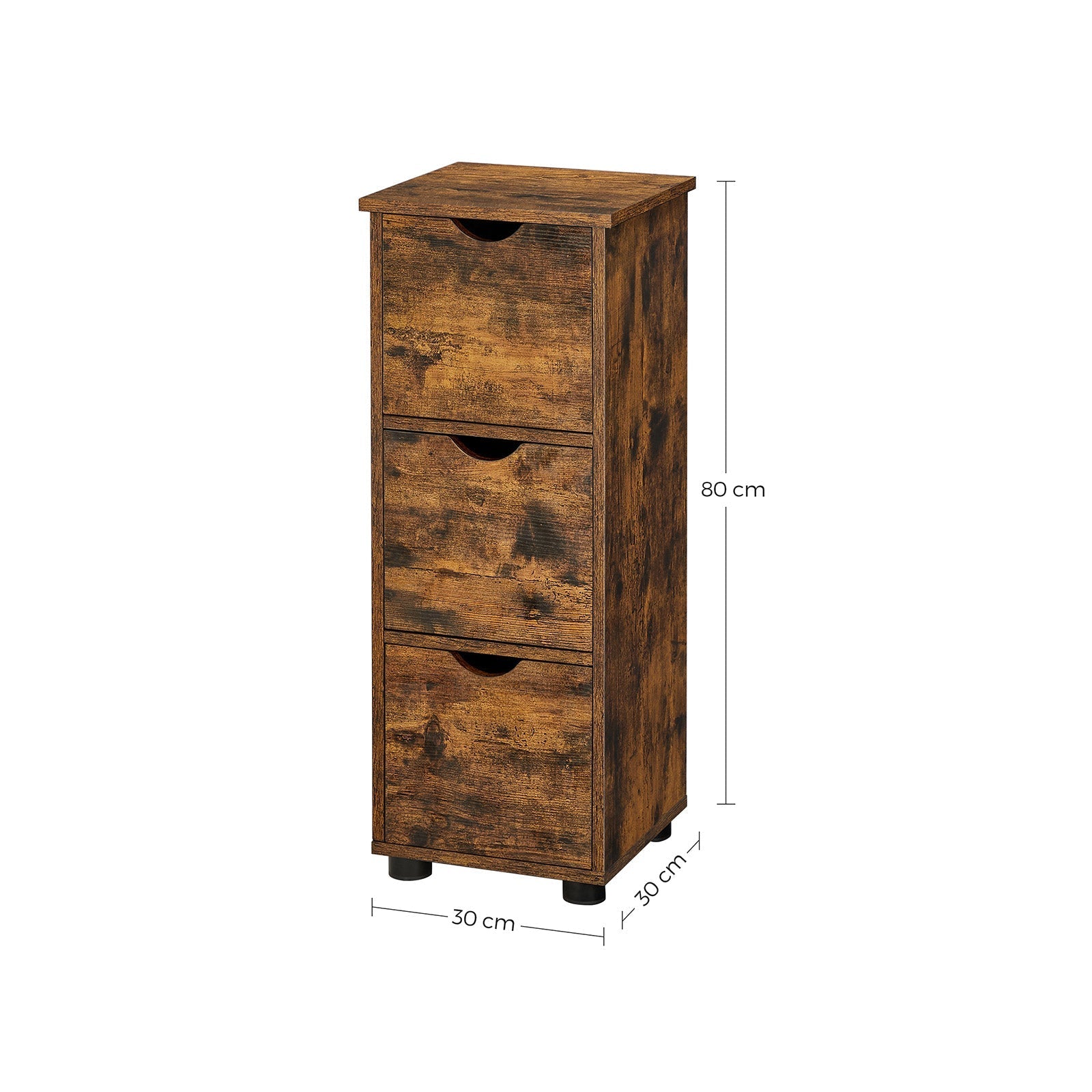 Badrumsskåp – 3 lådor – Vintage brun