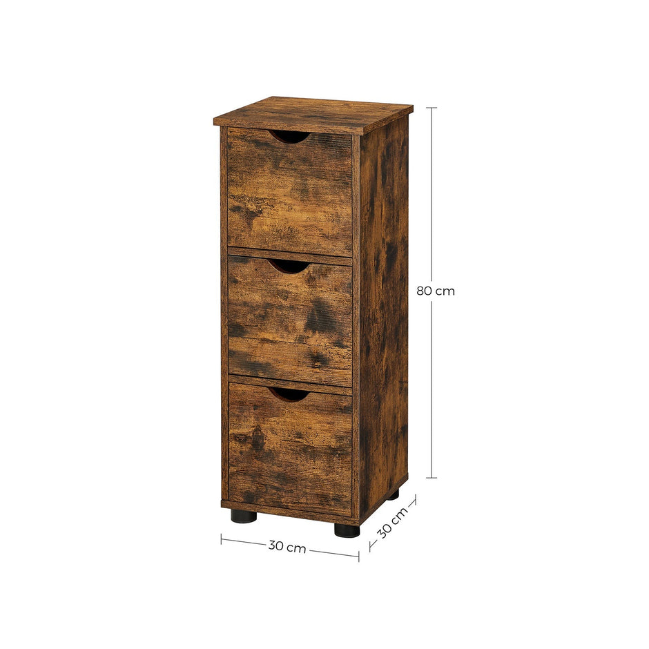 Badrumsskåp – 3 lådor – Vintage brun
