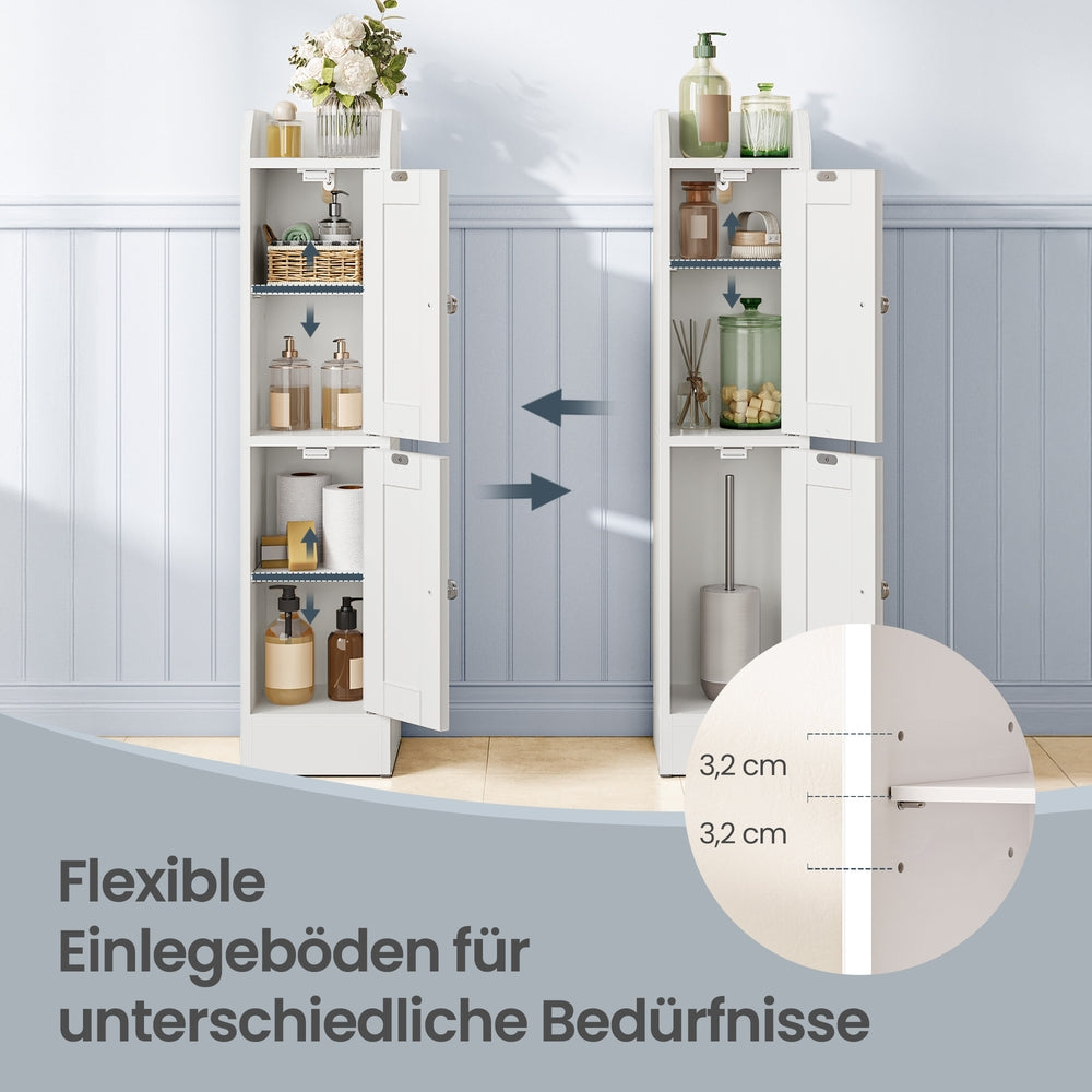 Kast - 20 x 18 x 80 cm - met verstelbare planken - Wit - maximaal 25 kg draagkracht