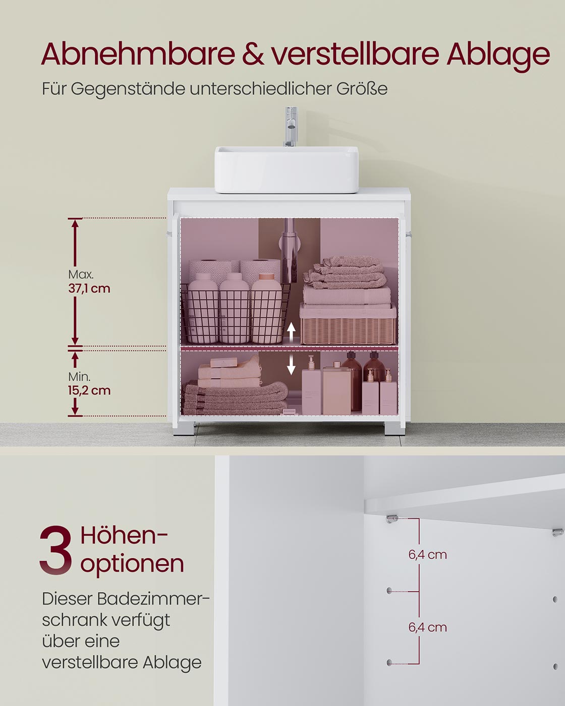 Tvättmöbler med fack och ben