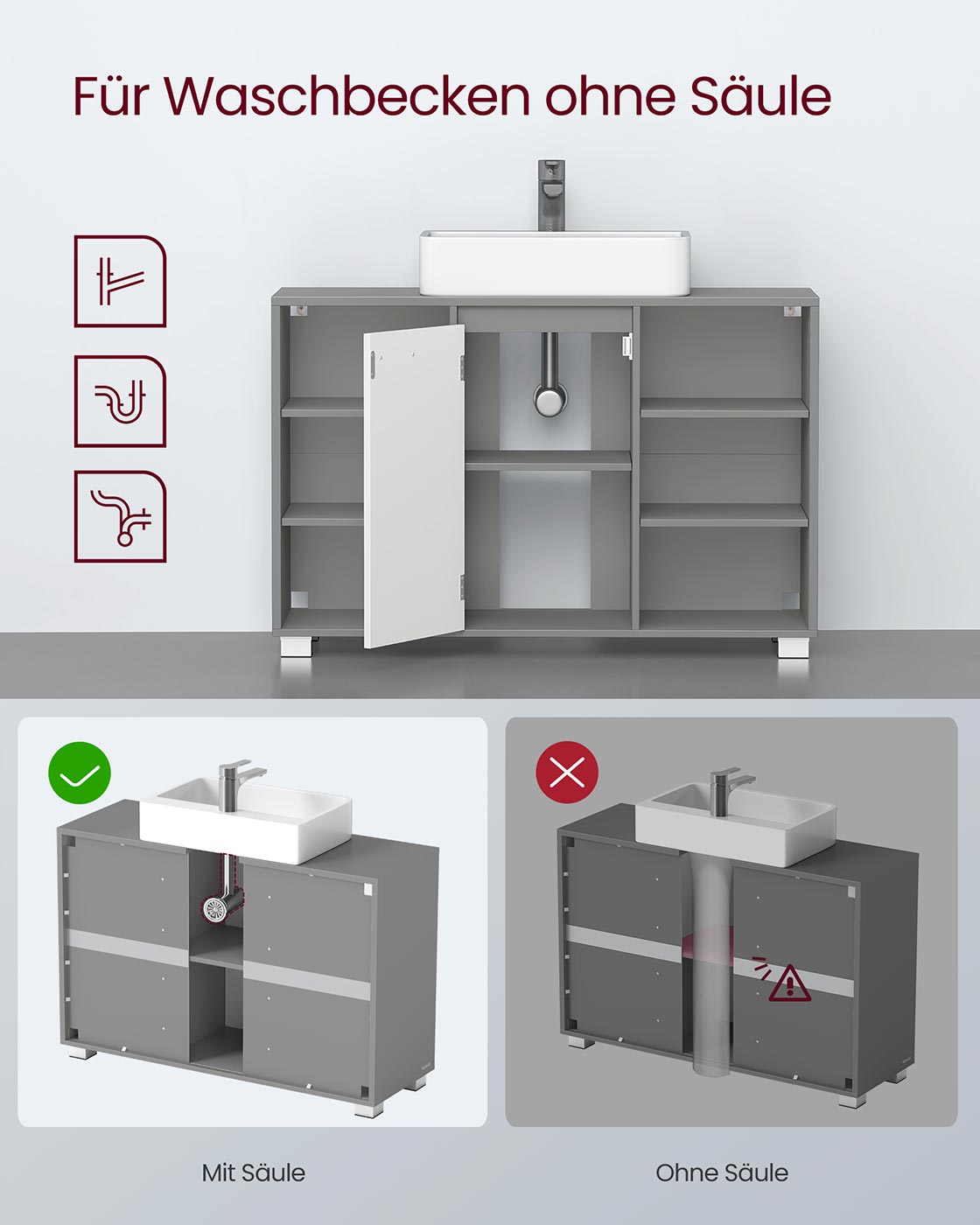 Badrumsmöbler - justerbara hyllor