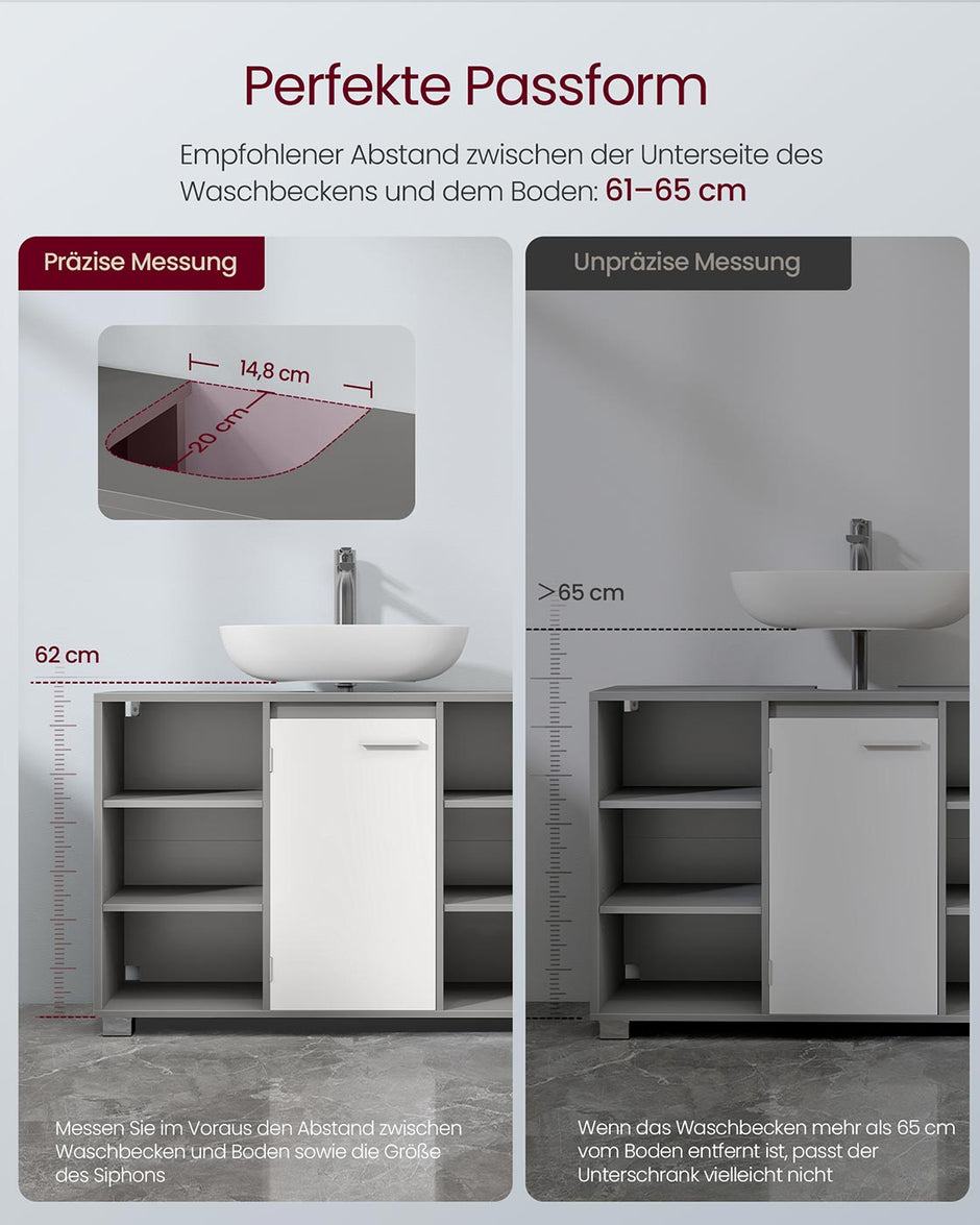 Badrumsmöbler – justerbara hyllor – Dove Grey-Cloud White
