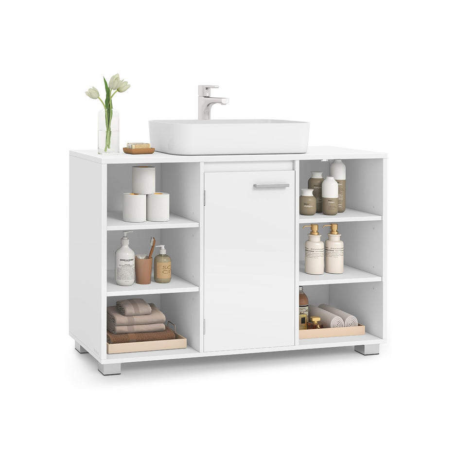 Badrumsmöbler – justerbara hyllor – Dove Grey-Cloud White