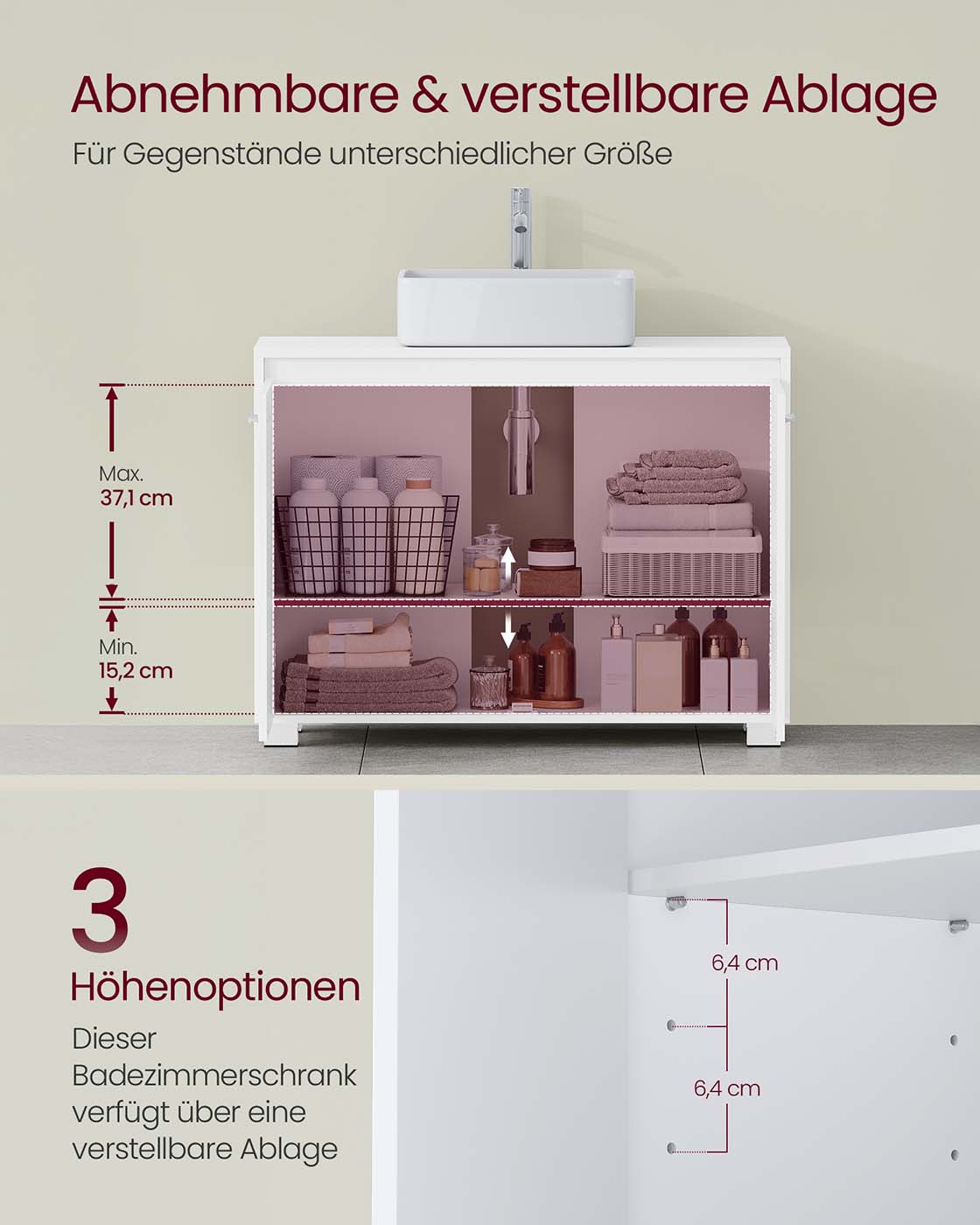 Tvättmöbler med dörrar och fack