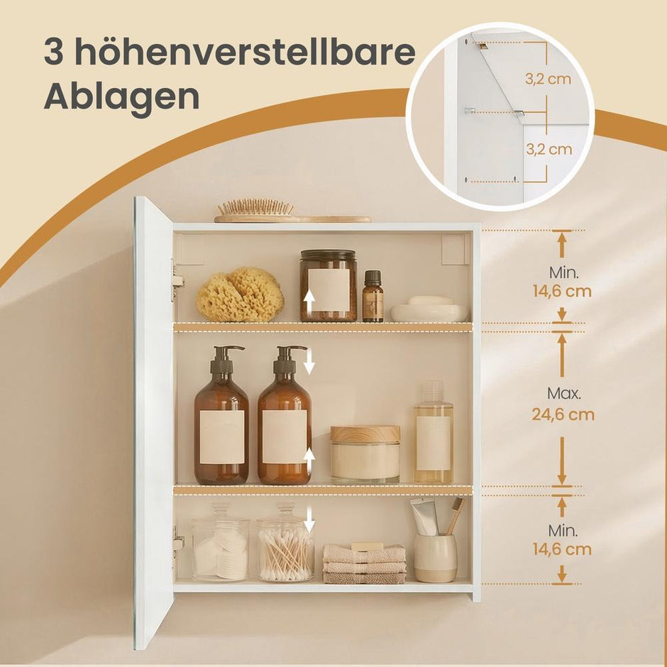 Spiegelkast - Verstelbare Planken - Modern - Wit