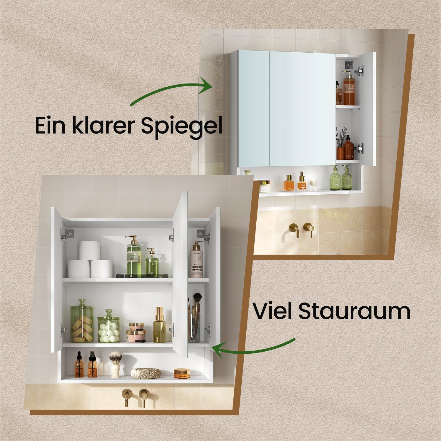 Badrumsskåp med 3 dörrar, badrumsskåp, spegelskåp