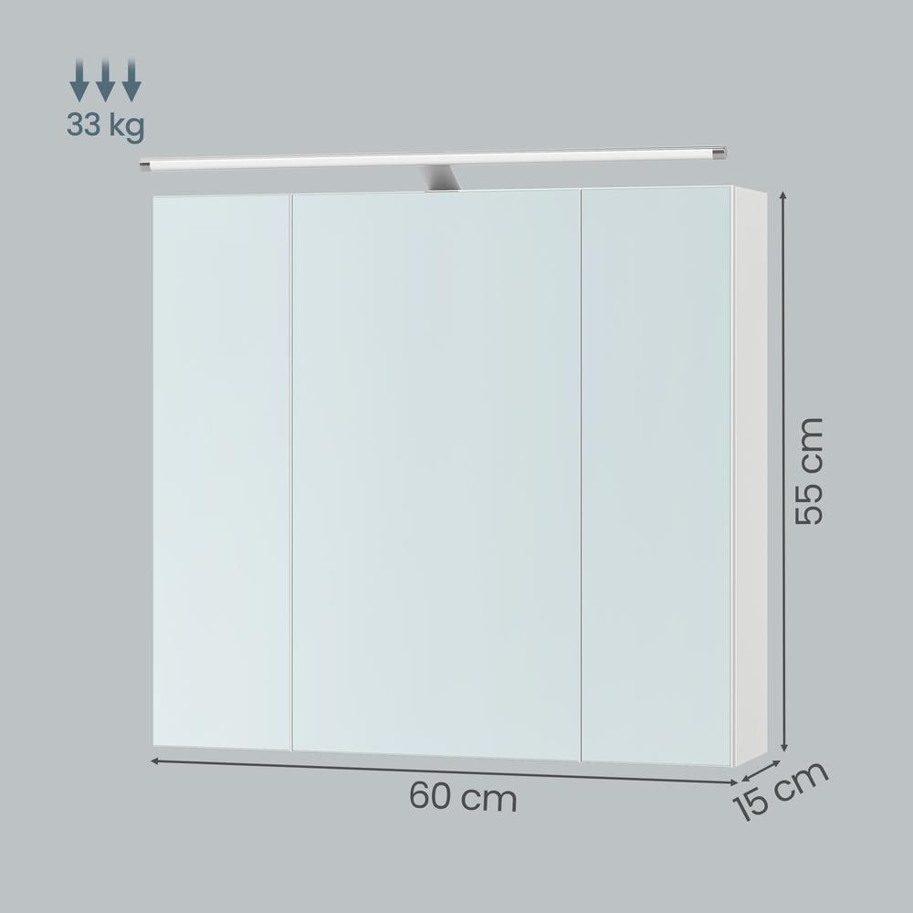 Spiegelkast - Verstelbare Planken - Met Verlichting - Wit