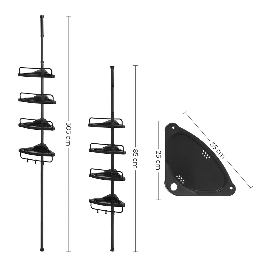 Doucherek - 4 Planken - Telescopisch - Zonder Boren - Wit