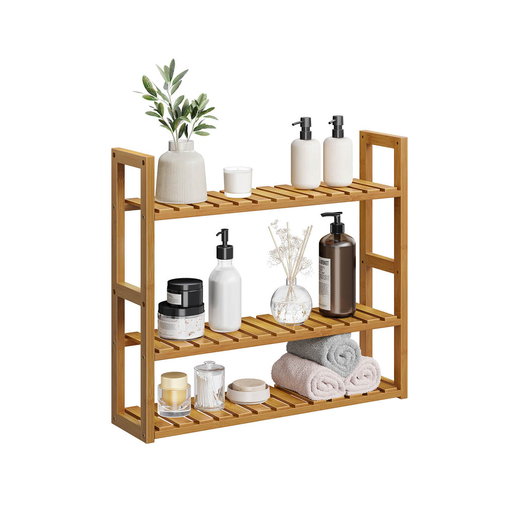 Badställ med 3 justerbara hyllor - 15x60x54 cm - kaffebrunt
