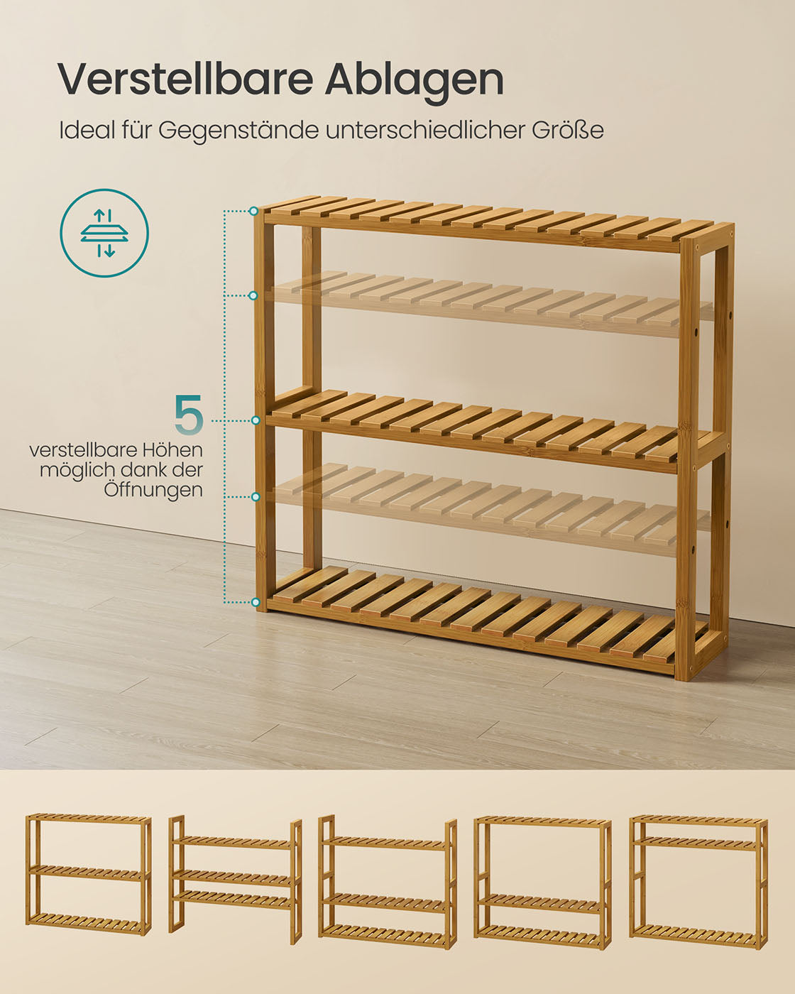 Badställ med 3 justerbara hyllor - 15x60x54 cm - kaffebrunt
