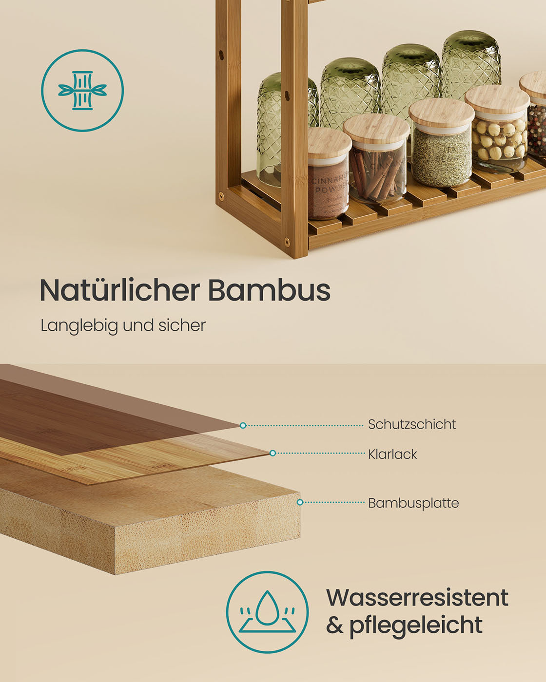 Badställ med 3 justerbara hyllor - 15x60x54 cm - kaffebrunt