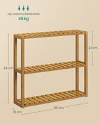 Badställ med 3 justerbara hyllor - 15x60x54 cm - kaffebrunt