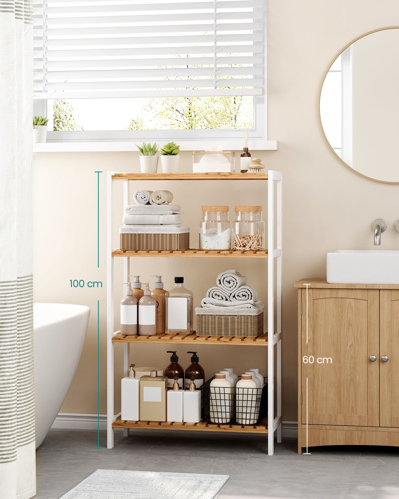 Bambu bambu 26 x 60 x 100 cm vit naturlig färg