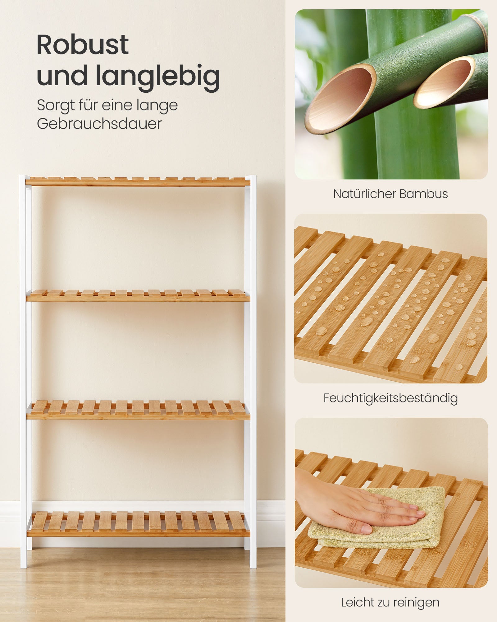 Bambu bambu 26 x 60 x 100 cm vit naturlig färg