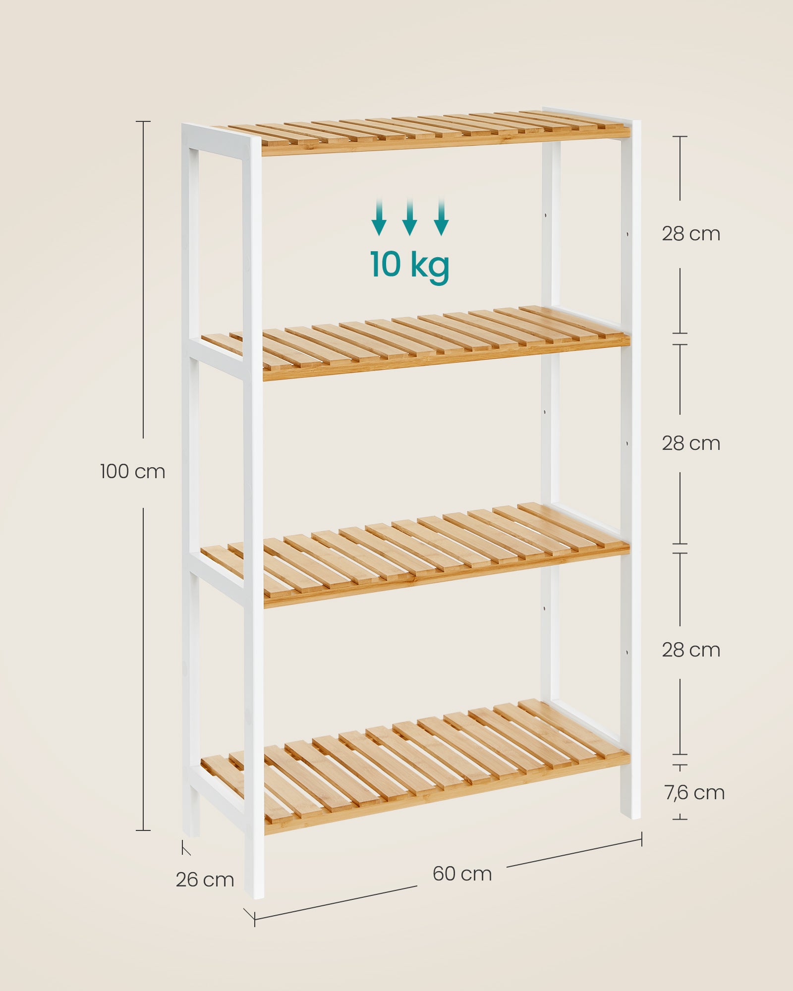 Bambu bambu 26 x 60 x 100 cm vit naturlig färg