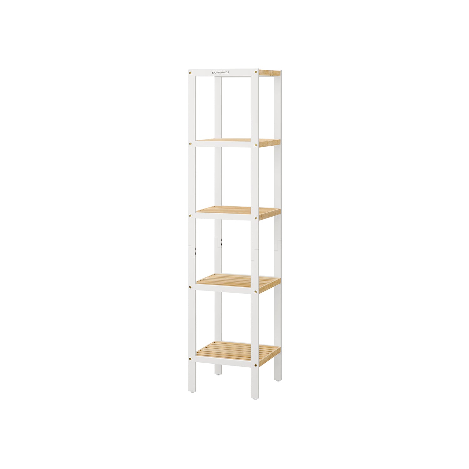 Bambu badrumsstativ - 5 lager - molnig vit och naturlig beige