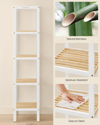 Bambu badrumsstativ - 5 lager - molnig vit och naturlig beige
