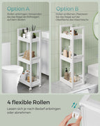 Badrumshylla - med 3 nivåer - smal - Space -Saving - White