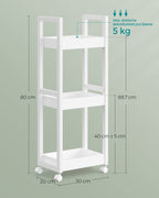 Badrumshylla - med 3 nivåer - smal - Space -Saving - White