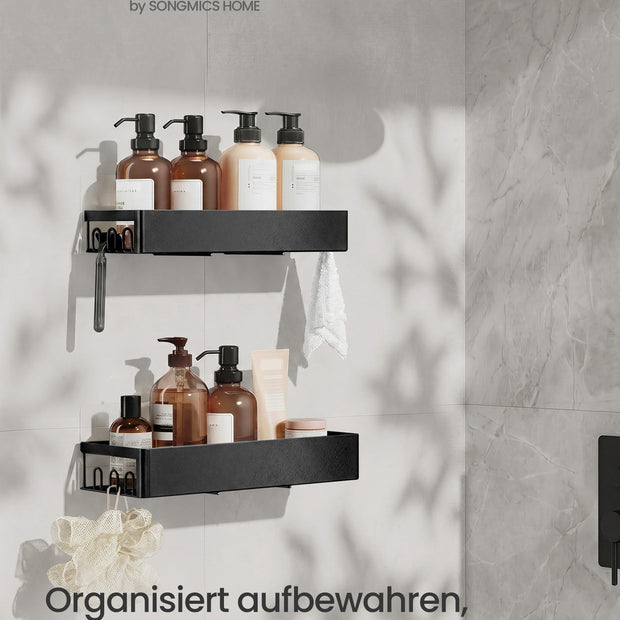 Doucheplank - Set van 2 - Zonder Boren - Zelfklevend - Zwart