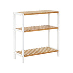 Shoe Rack - Bamboo Shoe Shelf - Också som ett växtställ eller badrumsställ - vitt