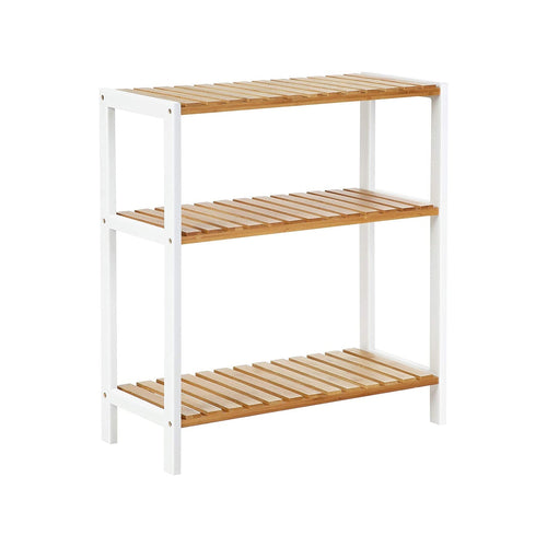 Shoe Rack - Bamboo Shoe Shelf - Också som ett växtställ eller badrumsställ - vitt