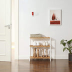 Shoe Rack - Bamboo Shoe Shelf - Också som ett växtställ eller badrumsställ - vitt