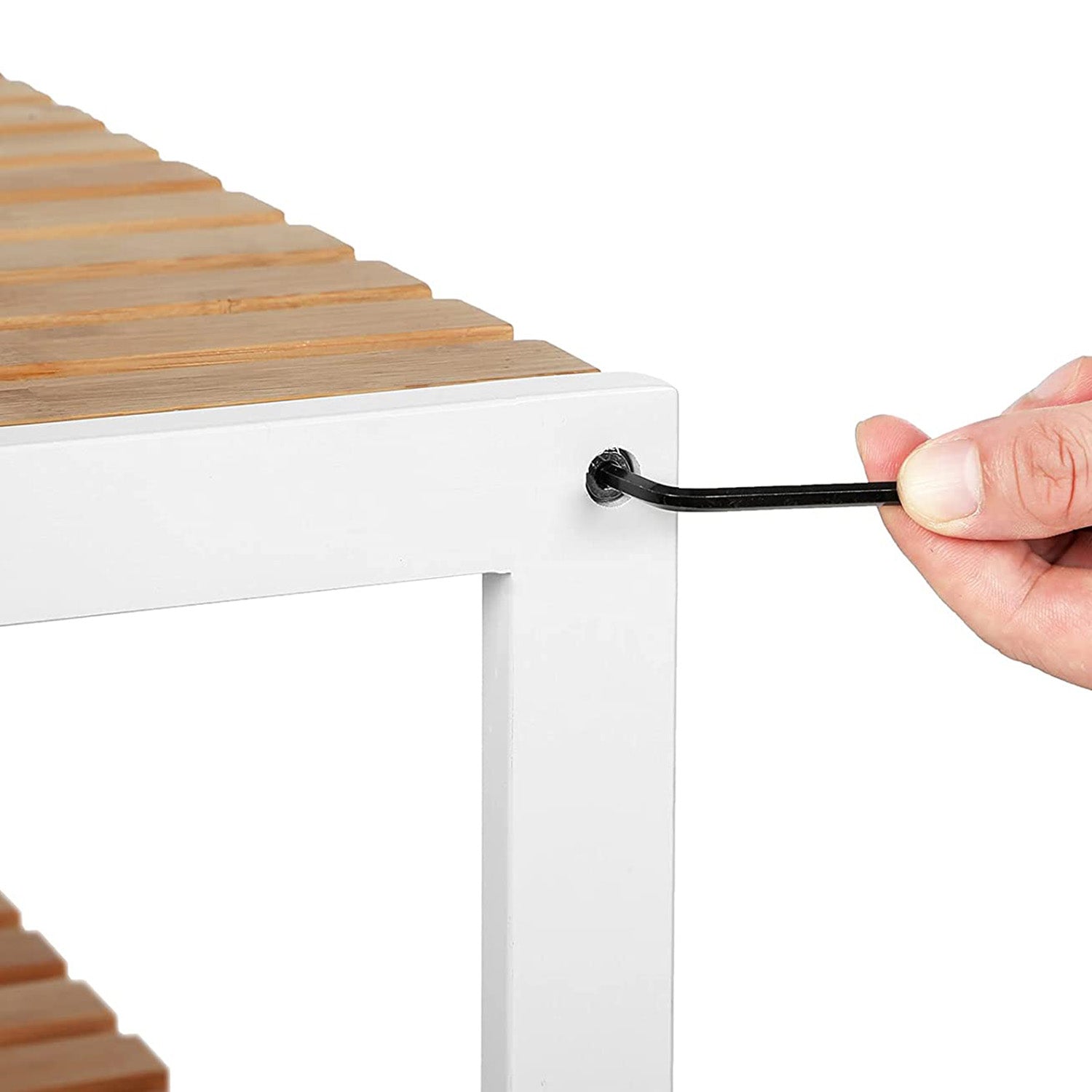 Shoe Rack - Bamboo Shoe Shelf - Också som ett växtställ eller badrumsställ - vitt