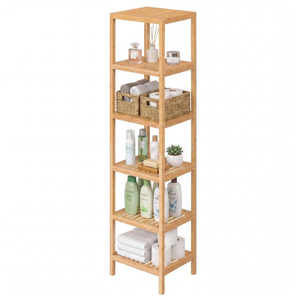 Badkamerrek - Bamboe - 6 Verstelbare Planken - 178 cm - Naturel