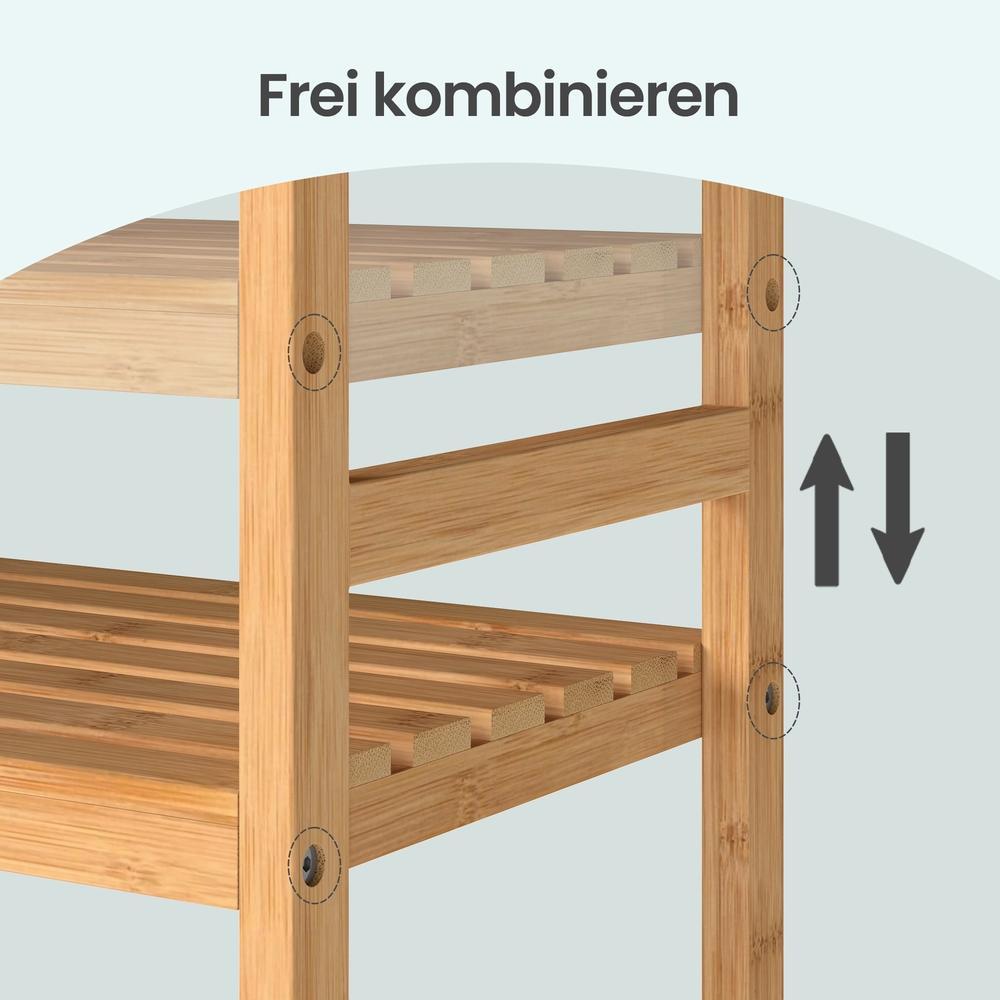 Badkamerrek - Bamboe - 6 Verstelbare Planken - 173 cm - Naturel