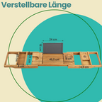 Bamplank av bambu - utdragbar, med kopphållare och bokhjälpmedel
