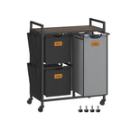 Tvättkorg 3 banor naturlig beige duva grå grädde vit