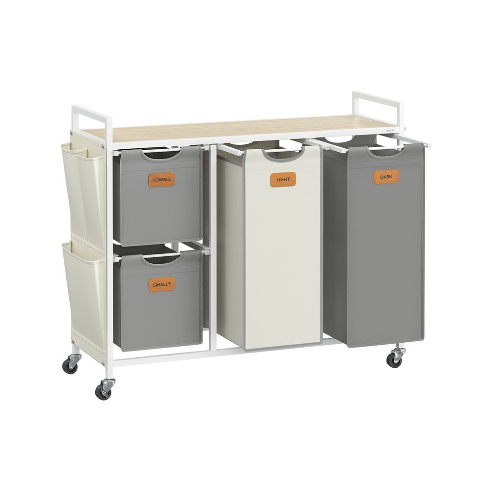 Tvättkorg 4 kurser naturlig beige-kamel brun-crème vit